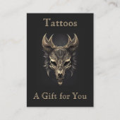 Gothic Fantasy Wolf Skull Zwart & Goud Gift Visitekaartje (Voorkant)