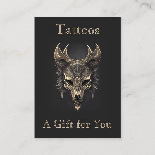 Gothic Fantasy Wolf Skull Zwart & Goud Gift Visitekaartje (Voorkant)