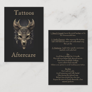 Gothic Fantasy Wolf Skull Zwart & Goud Nazorg Visitekaartje
