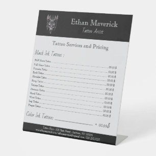 Gothic Fantasy Wolf Skull Zwart & Zilver prijslijs Reclamebord Met Voetstuk