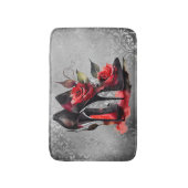 Gothic Fashionista Red Bottom Stilettos met Rozen Badmat (Voorkant Verticaal)
