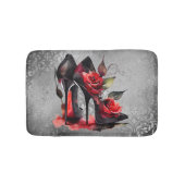 Gothic Fashionista Red Bottom Stilettos met Rozen Badmat (Voorkant)