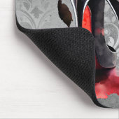 Gothic Fashionista Red Bottom Stilettos met Rozen Muismat (Hoek)