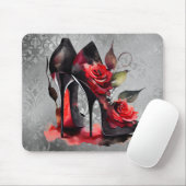 Gothic Fashionista Red Bottom Stilettos met Rozen Muismat (Met muis)