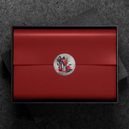 Gothic Fashionista Red Bottom Stilettos met Rozen Ronde Sticker