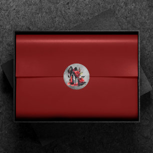 Gothic Fashionista Red Bottom Stilettos met Rozen Ronde Sticker