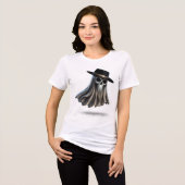 Gothic Fedora Ghost T-shirt – Haunted Skull Spirit (Voorkant volledig)