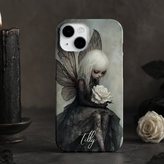 Gothic Fee & Witte Roos | Aangepaste Donkere Fanta Case-Mate iPhone Case