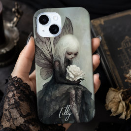 Gothic Fee & Witte Roos | Aangepaste Donkere Fanta iPhone 15 Case