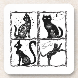 Gothic Feline Familiars.w Bier Onderzetter