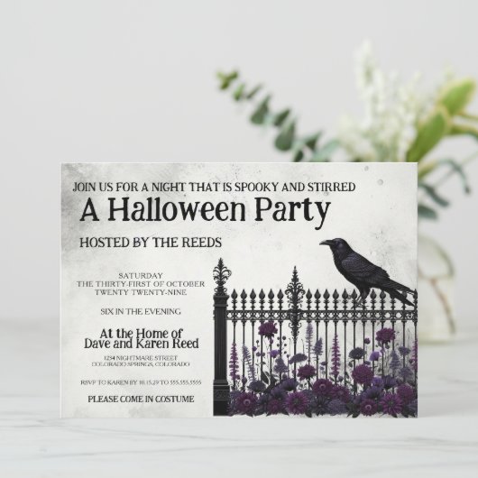 Gothic Fence Halloween Party Kaart (Staand voorkant)