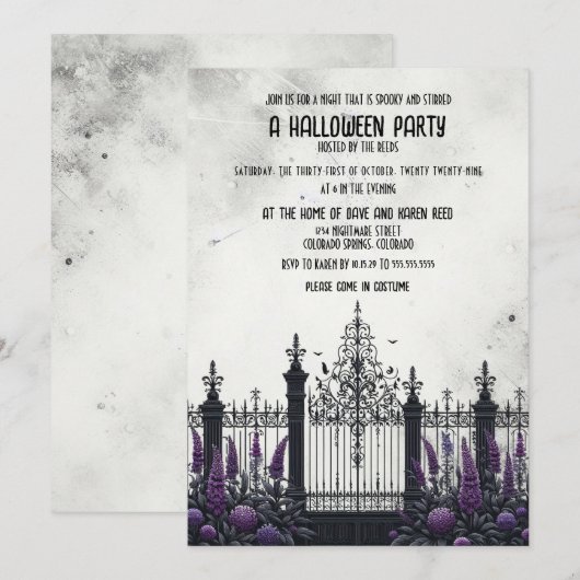 Gothic Fence Halloween Party Kaart (Voorkant / Achterkant)