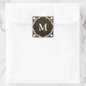 Gothic Filigree Antiek Monogrammed Personal Seal Vierkante Sticker (Tas)