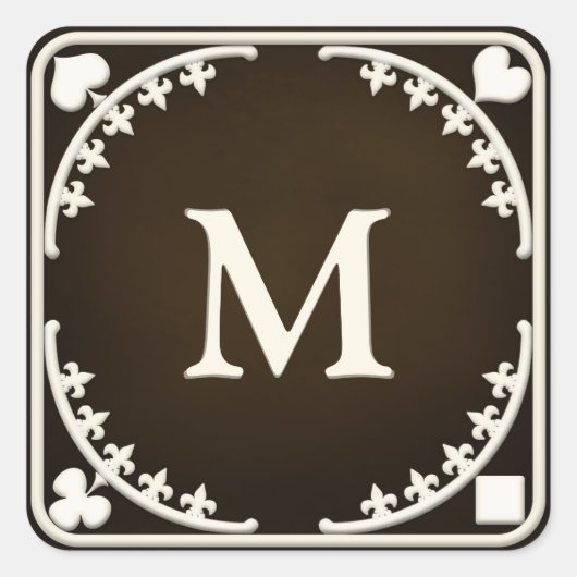 Gothic Filigree Antiek Monogrammed Personal Seal Vierkante Sticker (Voorkant)