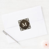 Gothic Filigree Antiek Monogrammed Personal Seal Vierkante Sticker (Envelop)