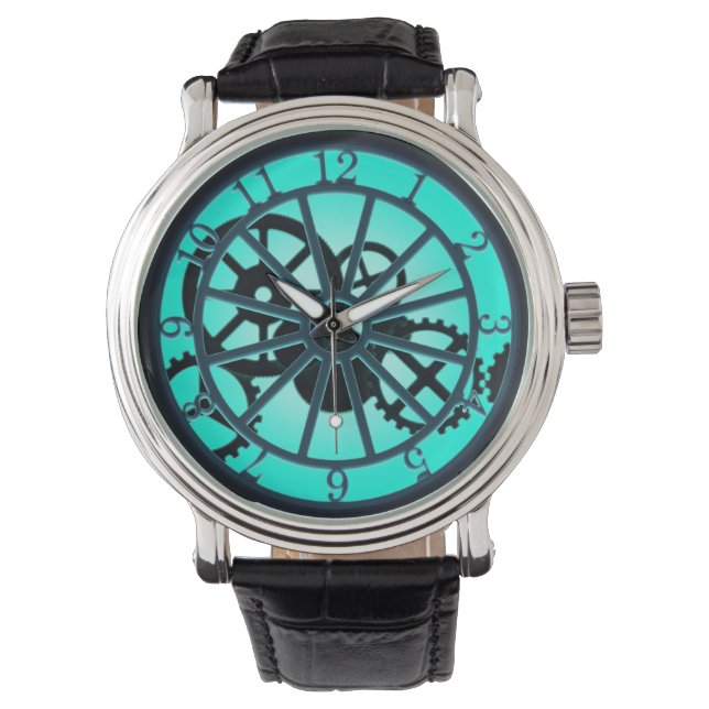 Gothic Filigree Mechanical Gears & Inner Workings Horloge (Voorkant)