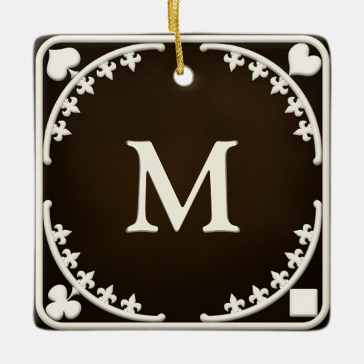 Gothic Filigree Monogrammed Personalized Gift Keramisch Ornament (Voorkant)