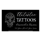 Gothic Filigree Skull Tatoo Studio Magnetisch Visitekaartje (Voorkant)