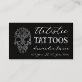 Gothic Filigree Skull Tatoo Studio Visitekaartje (Voorkant)