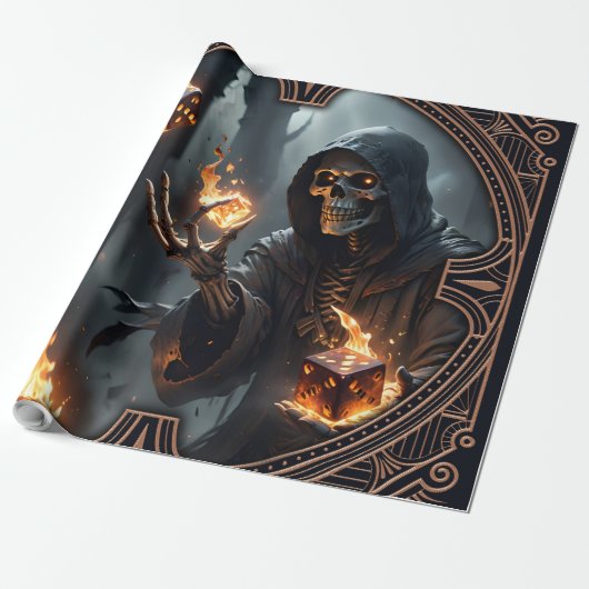 Gothic Flames, de bewaker van de brandende dobbels Cadeaupapier (Uitgerold)