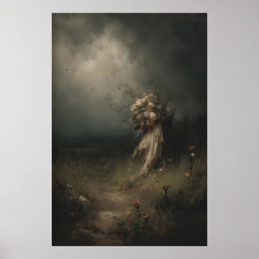 Gothic Floral Art With Wilted Bouquet, Dark Poster (Voorkant)