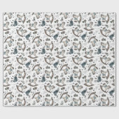 Gothic Floral Blue Rocking Horse Cadeaupapier (Vlak)