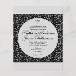 Gothic Floral Damask Monogram Weddenschap Kaart