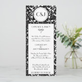 Gothic Floral Damask Monogram Weddenschap Kaart (Staand voorkant)