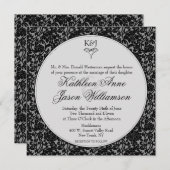 Gothic Floral Damask Monogram Weddenschap Kaart (Voorkant / Achterkant)