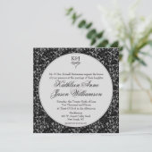 Gothic Floral Damask Monogram Weddenschap Kaart (Staand voorkant)