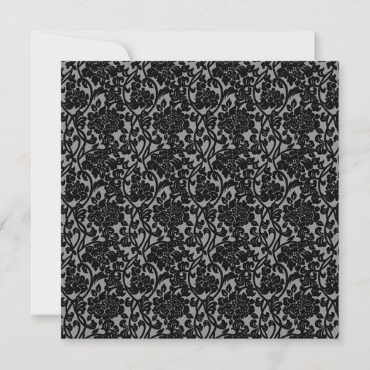 Gothic Floral Damask Monogram Weddenschap Kaart (Achterkant)