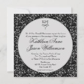 Gothic Floral Damask Monogram Weddenschap Kaart (Voorkant)