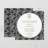Gothic Floral Damask Monogram Weddenschap Kaart (Voorkant / Achterkant)