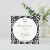Gothic Floral Damask Monogram Weddenschap Kaart (Staand voorkant)