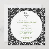 Gothic Floral Damask Monogram Weddenschap Kaart (Voorkant)