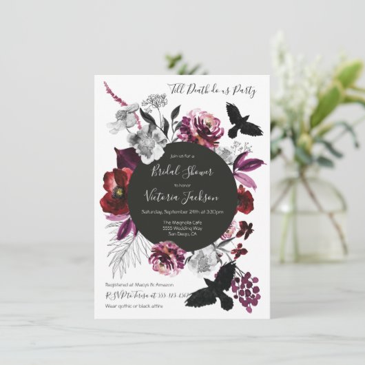Gothic Floral Dark & Moody Vrijgezellenfeest Kaart (Staand voorkant)