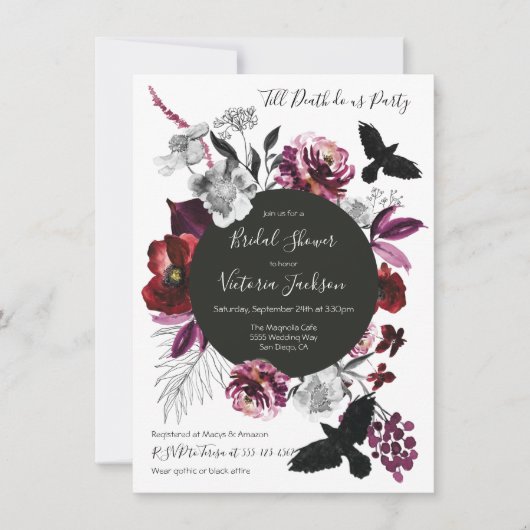 Gothic Floral Dark & Moody Vrijgezellenfeest Kaart (Voorkant)