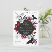 Gothic Floral Dark & Moody Wedding Kaart (Staand voorkant)