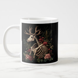 Gothic Floral Deer Skeleton Grote Koffiekop