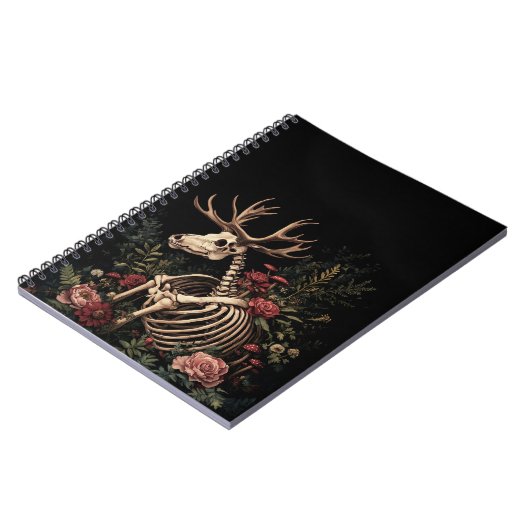 Gothic Floral Deer Skeleton Notitieboek (Linkerzijde)