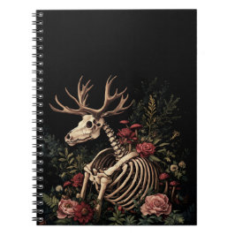 Gothic Floral Deer Skeleton Notitieboek