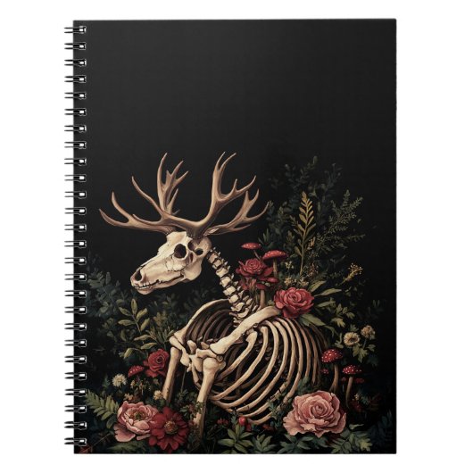 Gothic Floral Deer Skeleton Notitieboek (Voorkant)