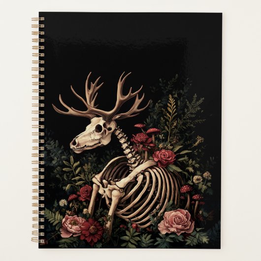 Gothic Floral Deer Skeleton Planner (Voorkant)