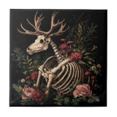 Gothic Floral Deer Skeleton Tegeltje (Voorkant)