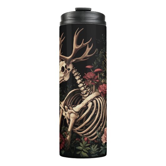 Gothic Floral Deer Skeleton Thermosbeker (Voorkant)