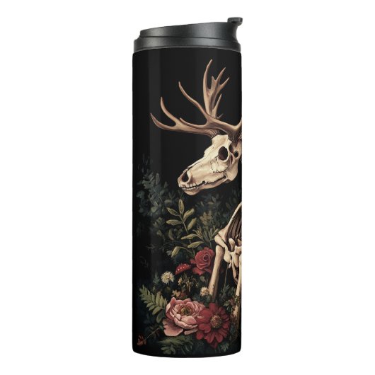 Gothic Floral Deer Skeleton Thermosbeker (Gedraaid links)