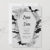 Gothic Floral Grey Wedding Save the Date Kaart (Voorkant)