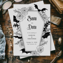 Gothic Floral Grey Wedding Save the Date