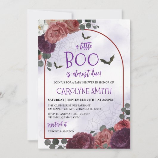 Gothic Floral Halloween Baby shower Invitation Kaart (Voorkant)