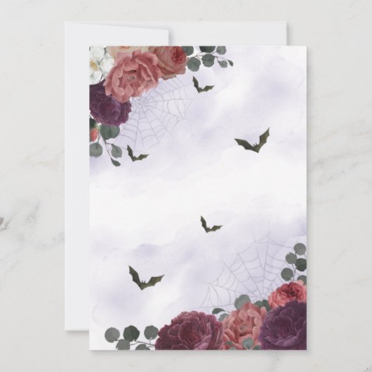 Gothic Floral Halloween Baby shower Invitation Kaart (Achterkant)